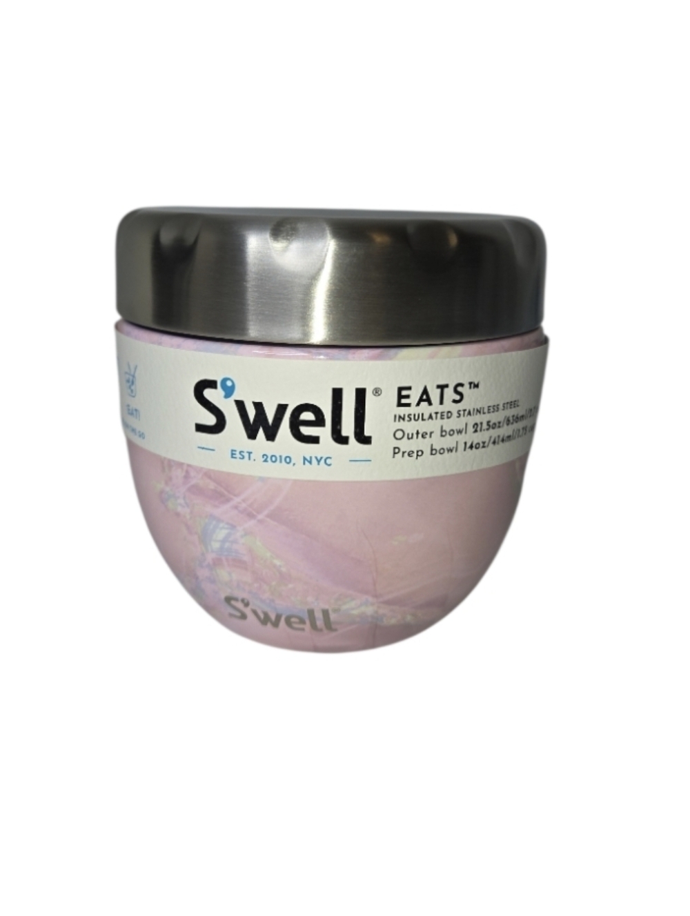 Swell Eats Geode Rose Insulated Stainless Steel Food Bowl NWT